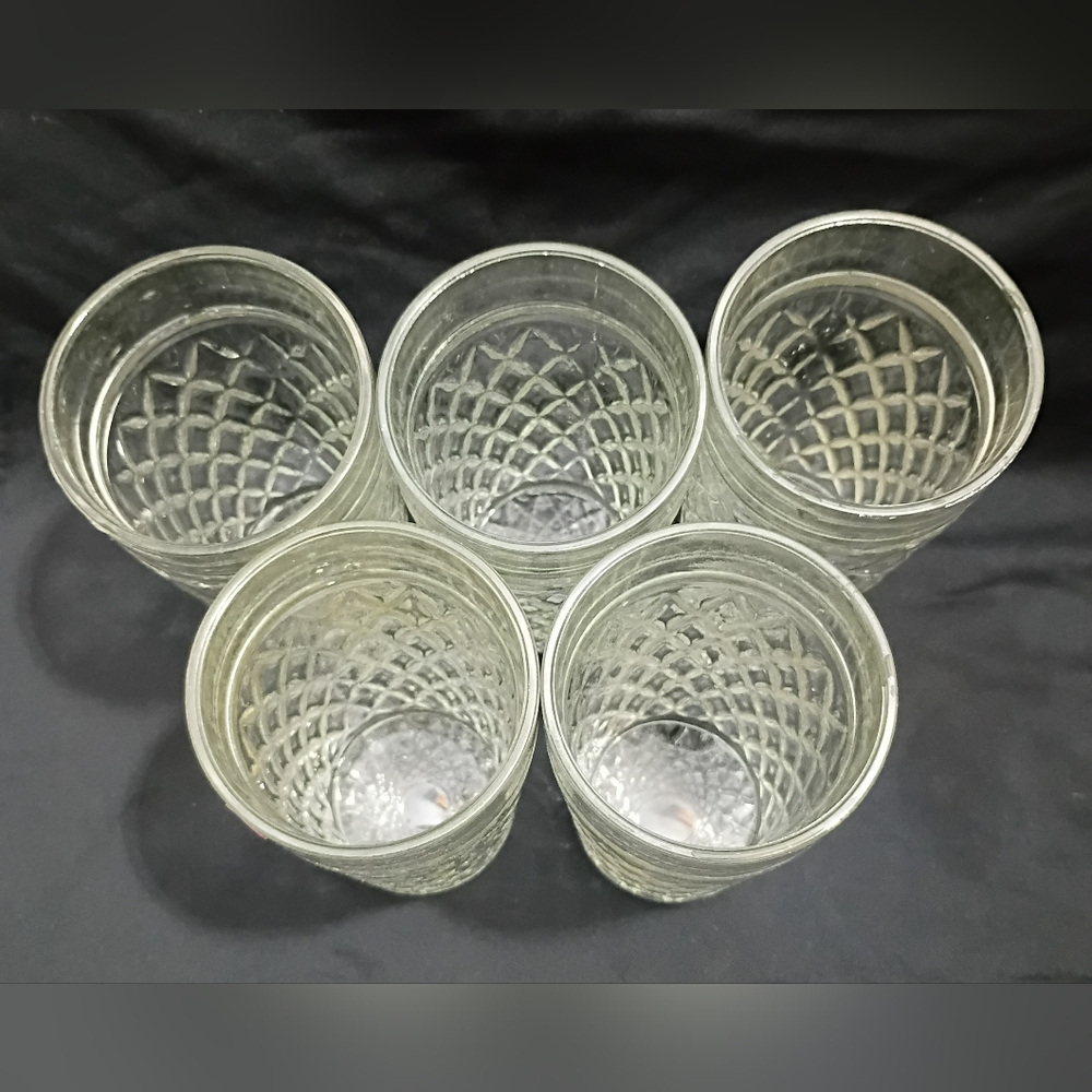 Diamond-Pattern Clear Glass Tumbler Set - Clear - Picture 2 of 4